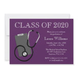 Medical Nursing School Purple Graduation invitations