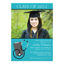 Medical Nursing School Teal Photo Graduation invitations