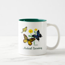 Medical Secretary Butterflies Mugs