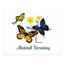 Medical Secretary Butterflies Post Card