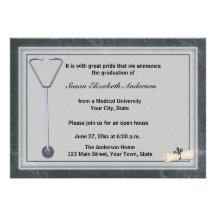 Medical Stethoscope Grey Graduation Invitation