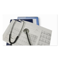 medical stethoscope on cardiogram EKG readings Business Card Templates