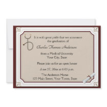 Medical Stethoscope Tan Graduation Invitation