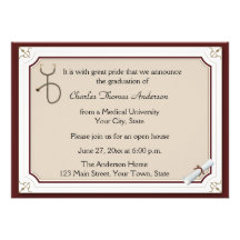 Medical Stethoscope Tan Graduation Invitation