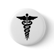 Medical Symbol Caduceus Pinback Buttons