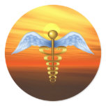 Medical Symbol Caduceus Round Stickers