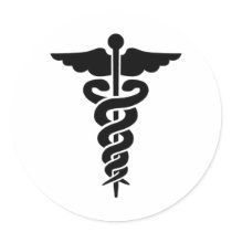 Medical Symbol Caduceus Round Sticker
