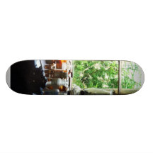 Medicine and Hurricane Lamp on Desk Skate Boards