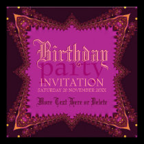 Medieval Bohemian Girl Pink Party Invitation invitations