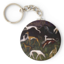 Medieval Greyhounds Fine Art Keychain
