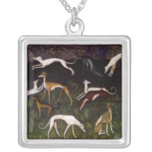Medieval Greyhounds Fine Art Personalized Necklace