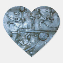 Medieval metal plate heart sticker