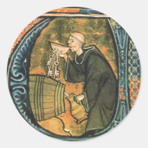 Medieval Monk Tasting Wine Stickers