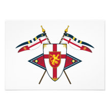 Medieval Shield and Flags RSVP Card Custom Invitation