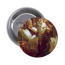 Medieval woman bedroom pinback button
