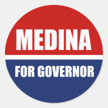 MEDINA FOR GOVERNOR ROUND STICKERS