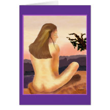 meditating by the canyon greeting card