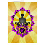Meditation Yoga Aum, purple and yellow Card