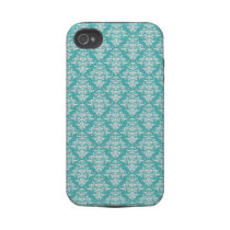Medium blue damask vintage wallpaper pattern 4S Tough Iphone 4 Cases