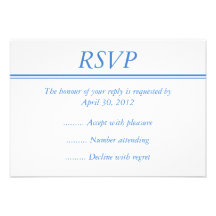 Medium Blue RSVP, Response or Reply Card