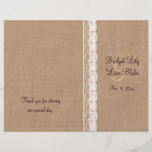 Medium Burlap & Vintage Lace Wedding Program Flyer Design
