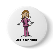 Medium Skin Customized Stick Figure Nurse  Button