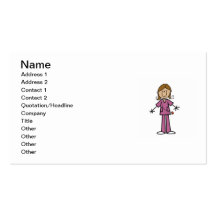 Medium Skin Stick Figure Female Nurse Business Card Templates