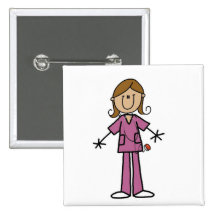Medium Skin Stick Figure Female Nurse Button