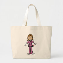 Medium Skin Stick Figure Female Nurse Canvas Bags