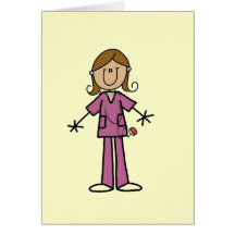 Medium Skin Stick Figure Female Nurse Greeting Card