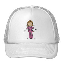 Medium Skin Stick Figure Female Nurse Hats