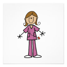 Medium Skin Stick Figure Female Nurse Personalized Invite