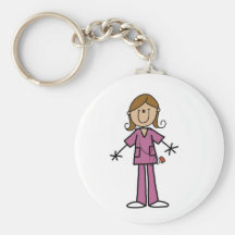 Medium Skin Stick Figure Female Nurse Key Chains