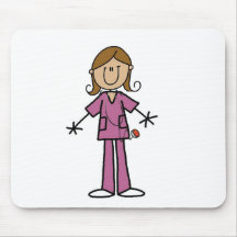Medium Skin Stick Figure Female Nurse Mousepad