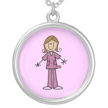 Medium Skin Stick Figure Female Nurse Necklaces