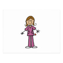 Medium Skin Stick Figure Female Nurse Post Card