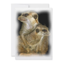 Meerkat and Pup in Oil, jagged edge Custom Invitation