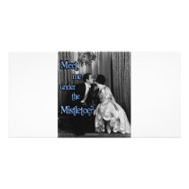 Meet me under the mistletoe custom photo card