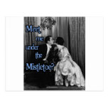 Meet me under the mistletoe postcard