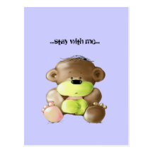 Megg: A cute teddy bear - sad, postcard