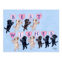 Meilleurs voeux peinture de Labradors Cartes Postales