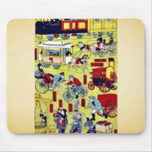 Melange of vehicles by Heinoya Ukiyoe Mouse Pad