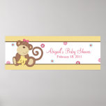 Melanie the Monkey Baby Shower Banner Posters