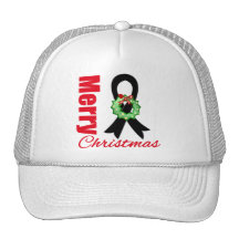 Melanoma Awareness Merry Christmas Ribbon Trucker Hats
