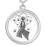 Melanoma Cancer Ribbon Angel In Memory necklaces