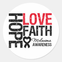 Melanoma Hope Love Faith Round Stickers