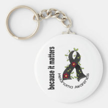 Melanoma Skin Cancer Flower Ribbon 3 Key Chain