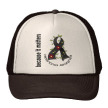 Melanoma Skin Cancer Flower Ribbon 3 Mesh Hats