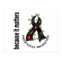 Melanoma Skin Cancer Flower Ribbon 3 Post Card