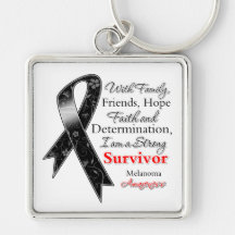 Melanoma Support Strong Survivor Keychains
